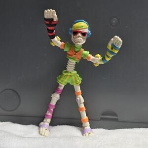 Vintage 1990 Slammers Ding Dang Skeleton Skater Bendy Figure Toy - 5”